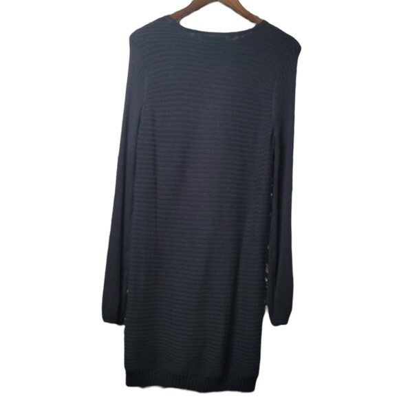 Apt. 9 Ribbed Tunic Black Sweater Dress Balloon Long Sleeves Size Medium - Picture 2 of 6